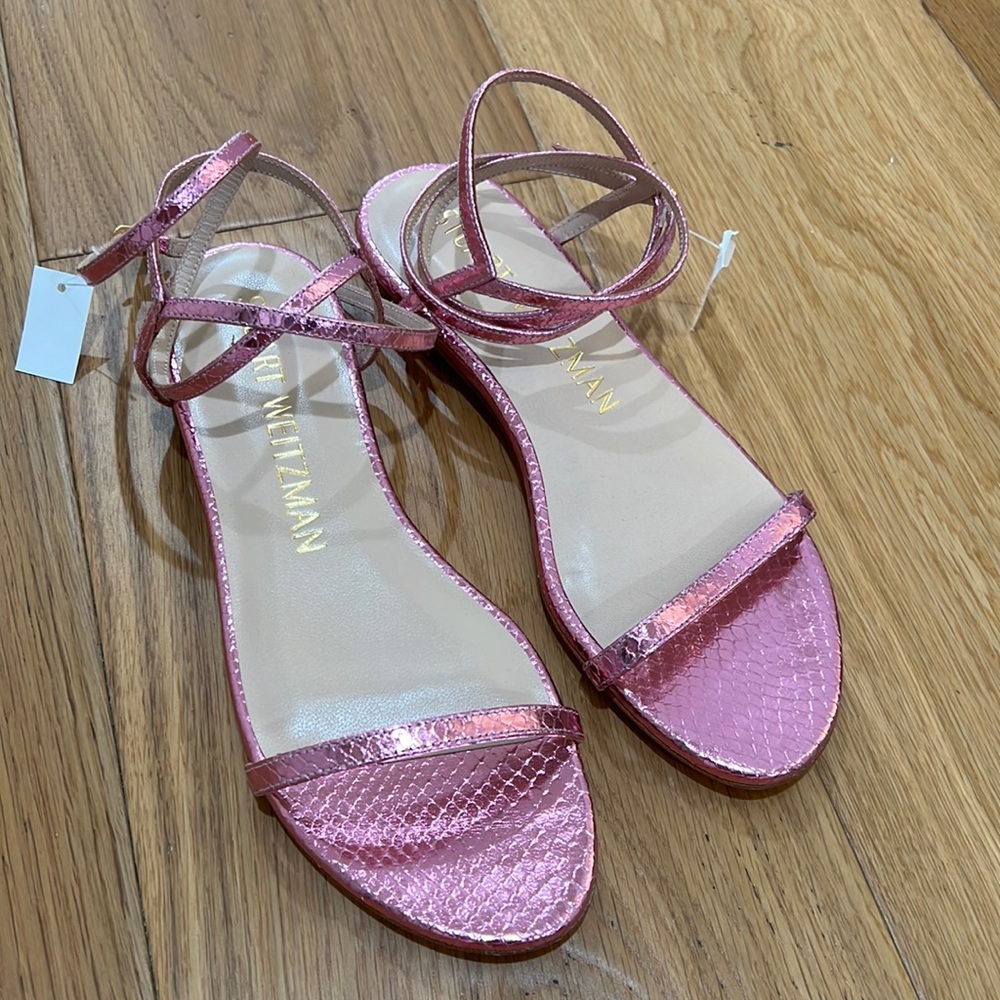 NWT Stuart Weitzman Pink Python Style Sandals